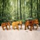 Handcrafted Wood Elephant Figurine Set